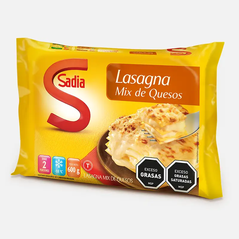 lasagna de 4 quesos 600g Sadia